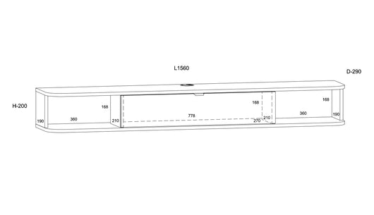 BIM FORNITURE Mobile tv soggiorno ICARUS cm 156x29x20 rovere nero opaco