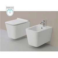 Vaso WC Rimless e Bidet Sospeso Filo Muro Linea Q Squadrato senza Brida Formato: Bidet