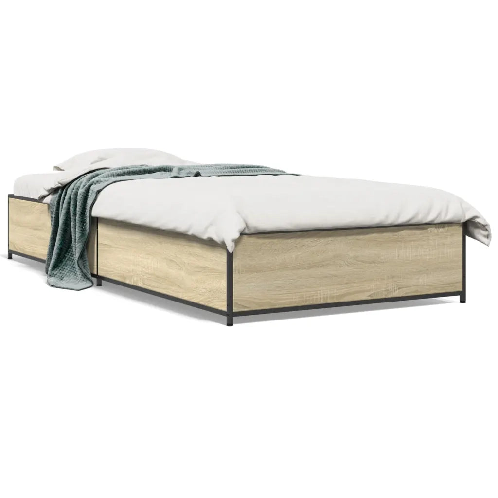 Giroletto-Struttura Letto Rovere Sonoma 75x190cm in Legno Multistrato e Metallo 444681
