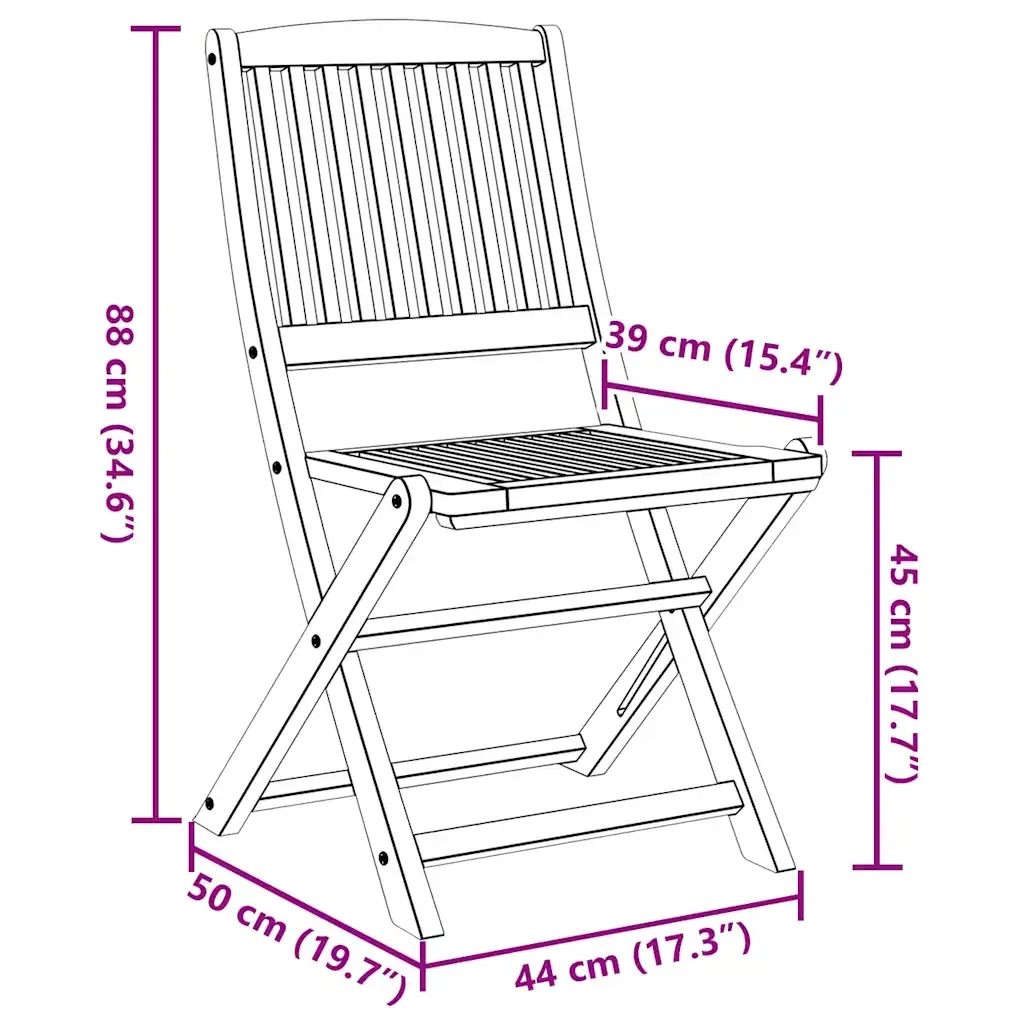 Sedie da Giardino Pieghevoli 4 pz in Legno Massello d'Acacia 46336