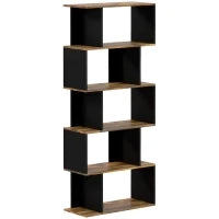 Libreria Moderna Asimmetrica a Parete con 5 Ripiani in Legno, 70x29.5x163cm, Marrone Rustico
