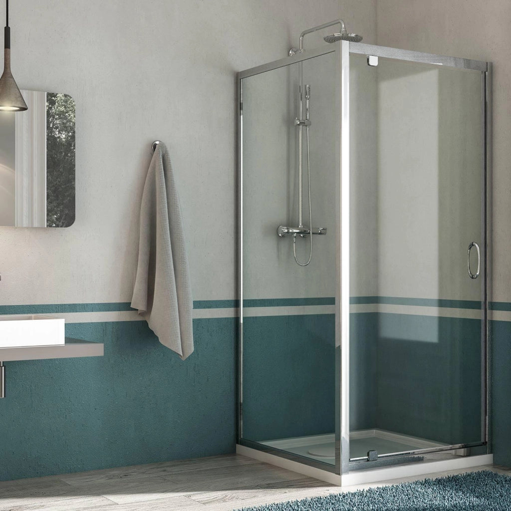 Box Doccia Angolare 70x80 cm 1 Anta Battente in Cristallo Opaco 6mm H185 Fosterberg Koge Duo