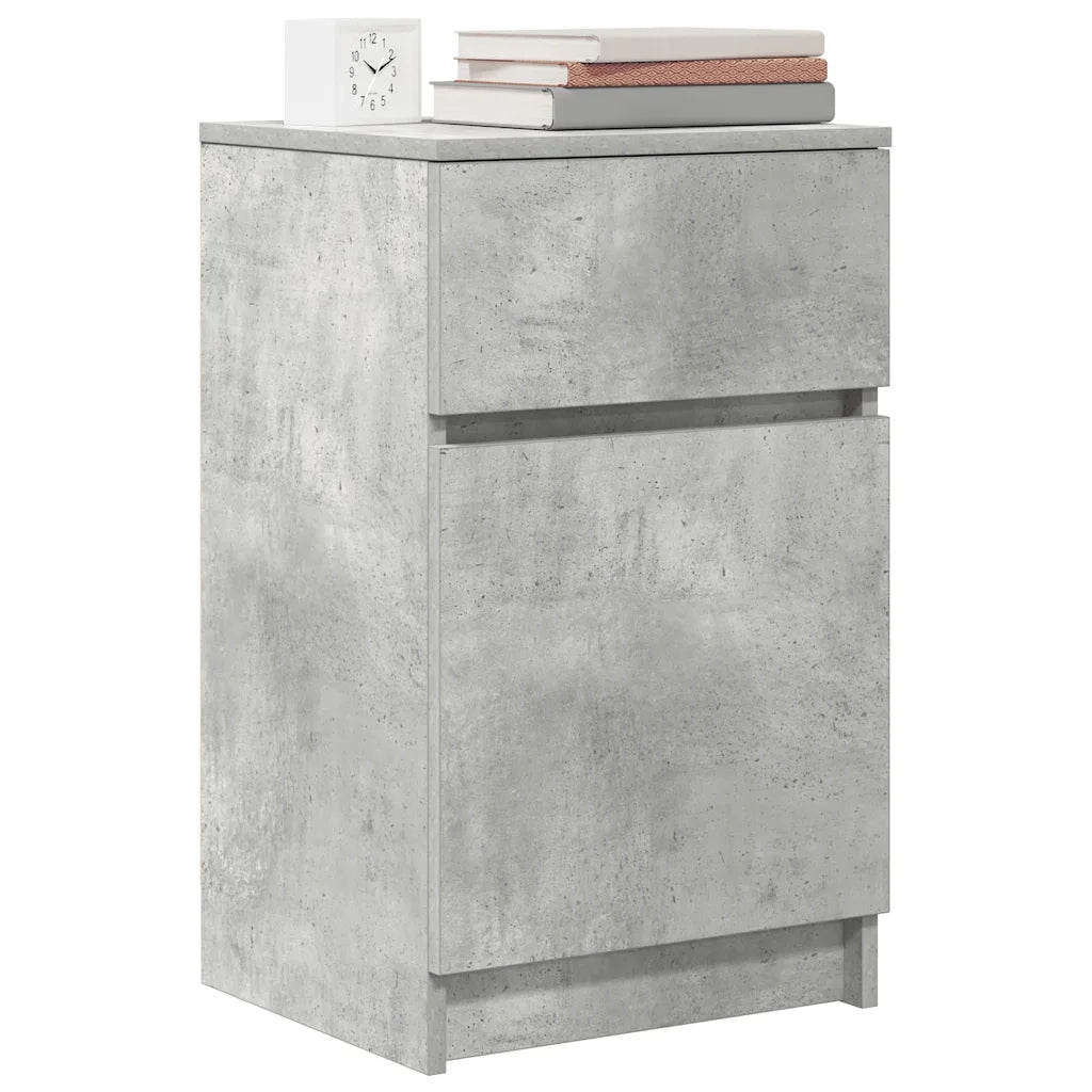 Comodini 2 pz Grigio Cemento 39x35x65 cm in Legno Multistrato 861326