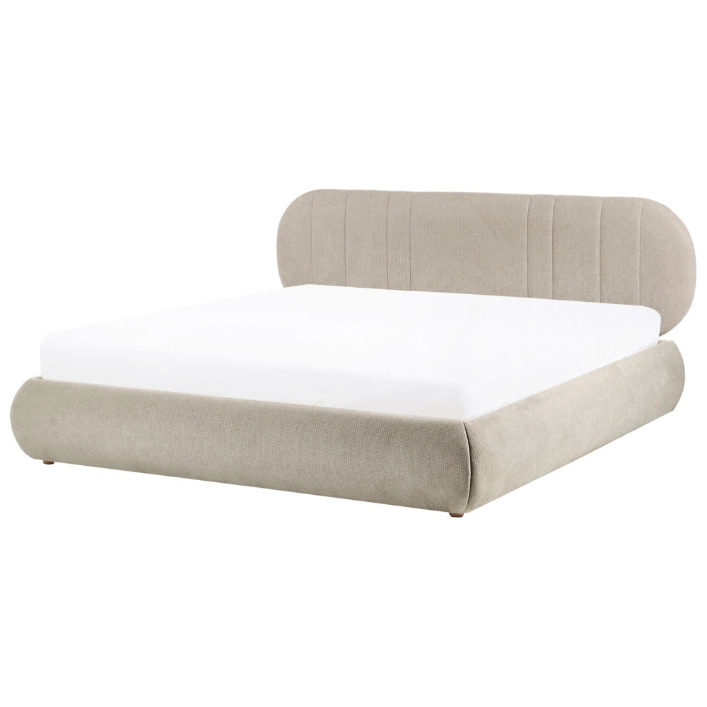 Letto matrimoniale imbottito con struttura a molle a sollevamento trapuntato 180 x 200 tortora e contenitore sollevabile
