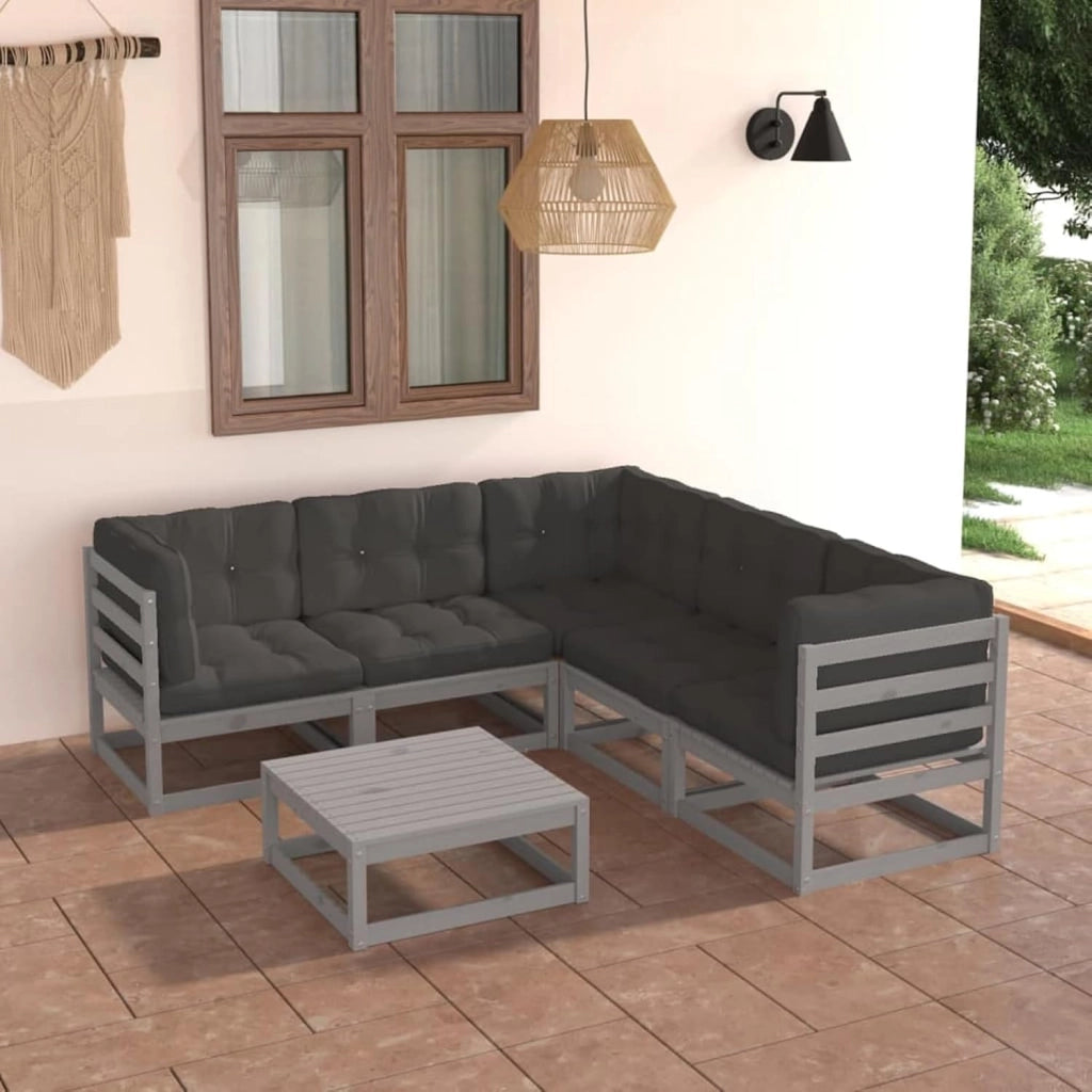 Set di mobili da giardino 6 pezzi e cuscini, set da giardino, mobili da giardino, set da giardino, set da giardino, set da giardino, divani in terrazza, legno di pino massello