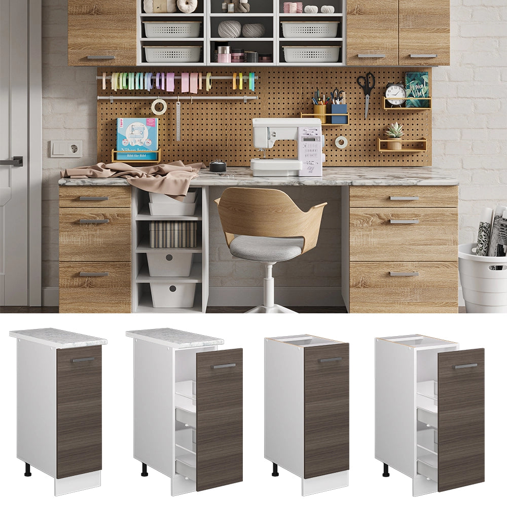 Vicco Base universale Grigio 30 cm con anta, con piano di lavoro