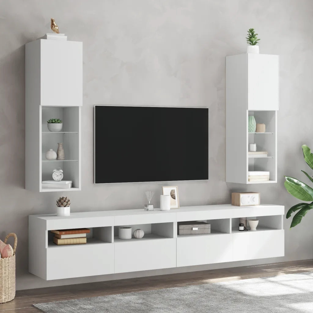 Mobile TV con Luci LED-Credenza TV-Console TV Bianco 30,5x30x102 cm