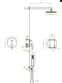 Set doccia – oro rosa , soffione, miscelatore incasso e braccio doccia