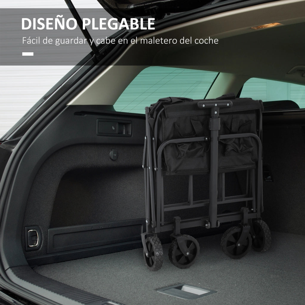 Carrello da Giardino Pleghevole con Ruote ¨C zephmum ¨C 64x42x27 cm Nero