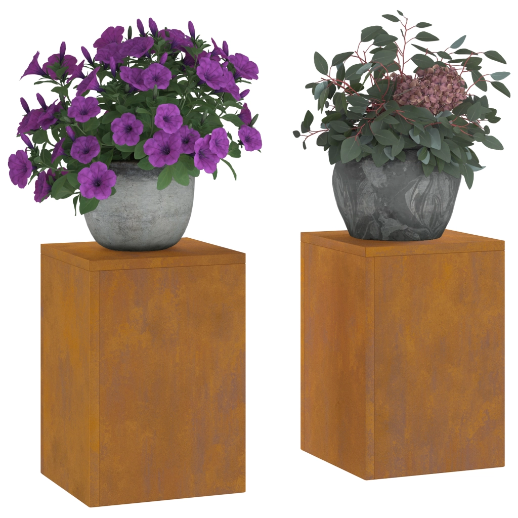 Supporti per Piante da Esterno Pillar 2 pz 24x24x35 cm Acciaio Corten