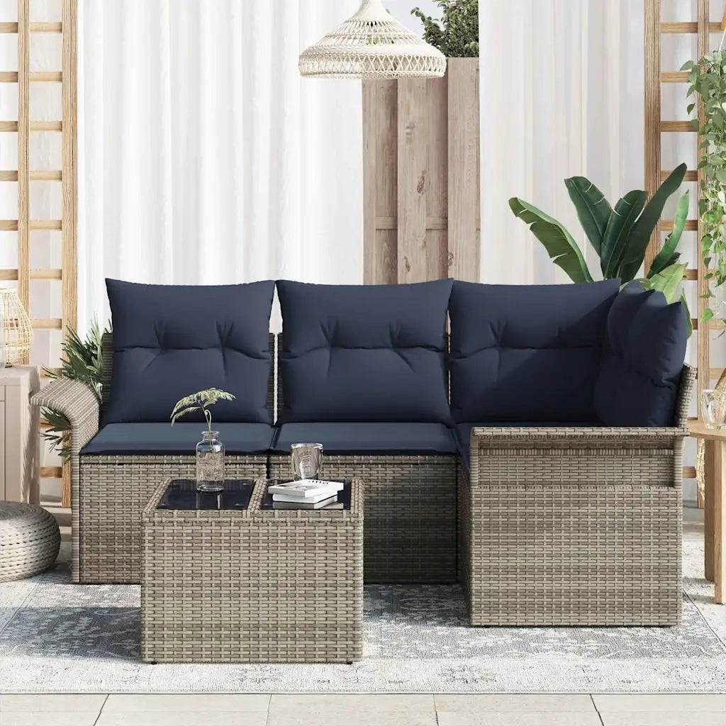 Set Divano da Giardino 5 pcs Grigio polyrattan 3354024