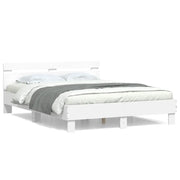 Letto matrimoniale | Letto per adulti | Giroletto con Testiera Bianco 140x190 cm in Legno Multistrato