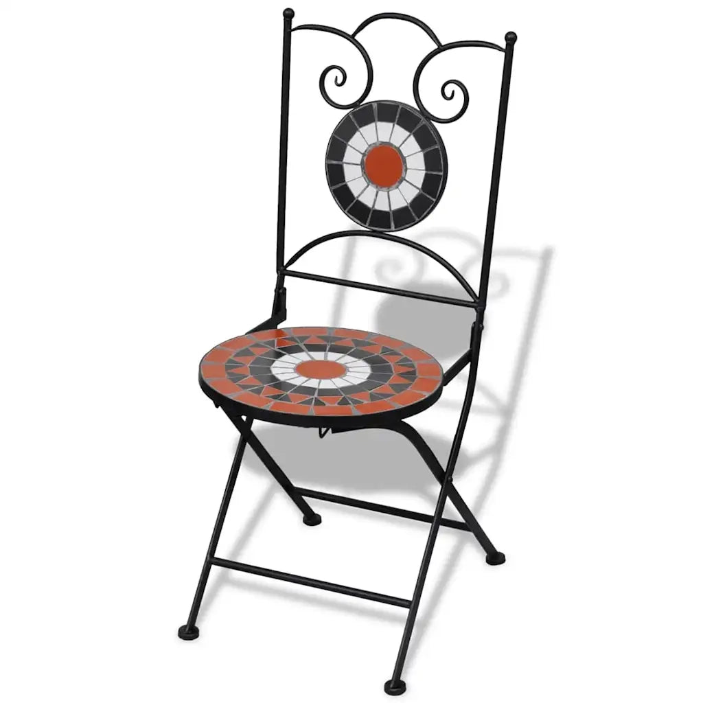 Sedie da Bistrot Pieghevoli 2 pz | Sedie da Esterno Ceramica Terracotta e Bianco