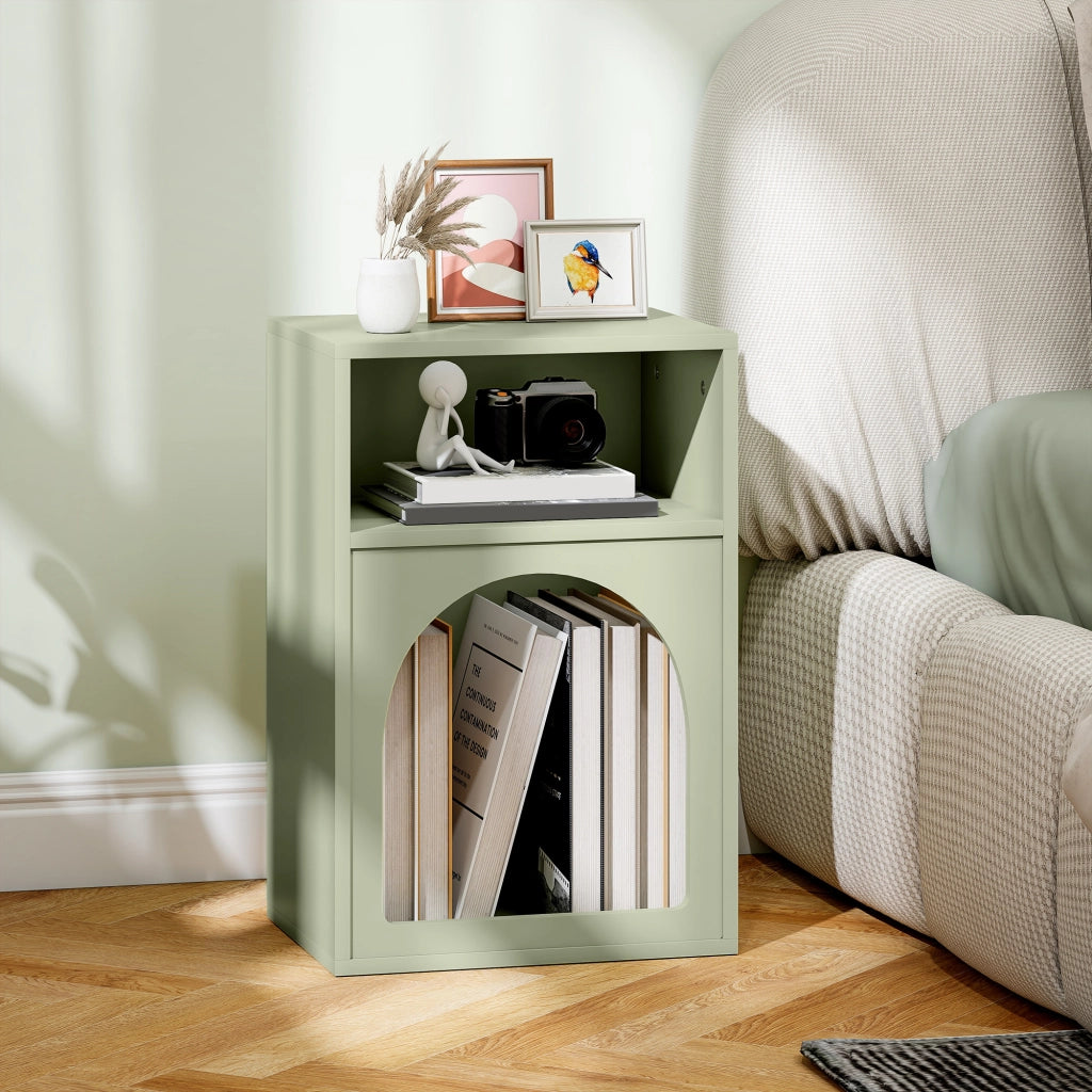 Comodino con 2 Ripiani Aperti Design Arco ¨C zephmum ¨C Verde 40x30x60 cm