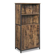 Credenza da cucina con 2 ante 60 x 35 x 125 cm (L x P x A) struttura in acciaio mobile alto in marrone rustico e nero 12_0004527