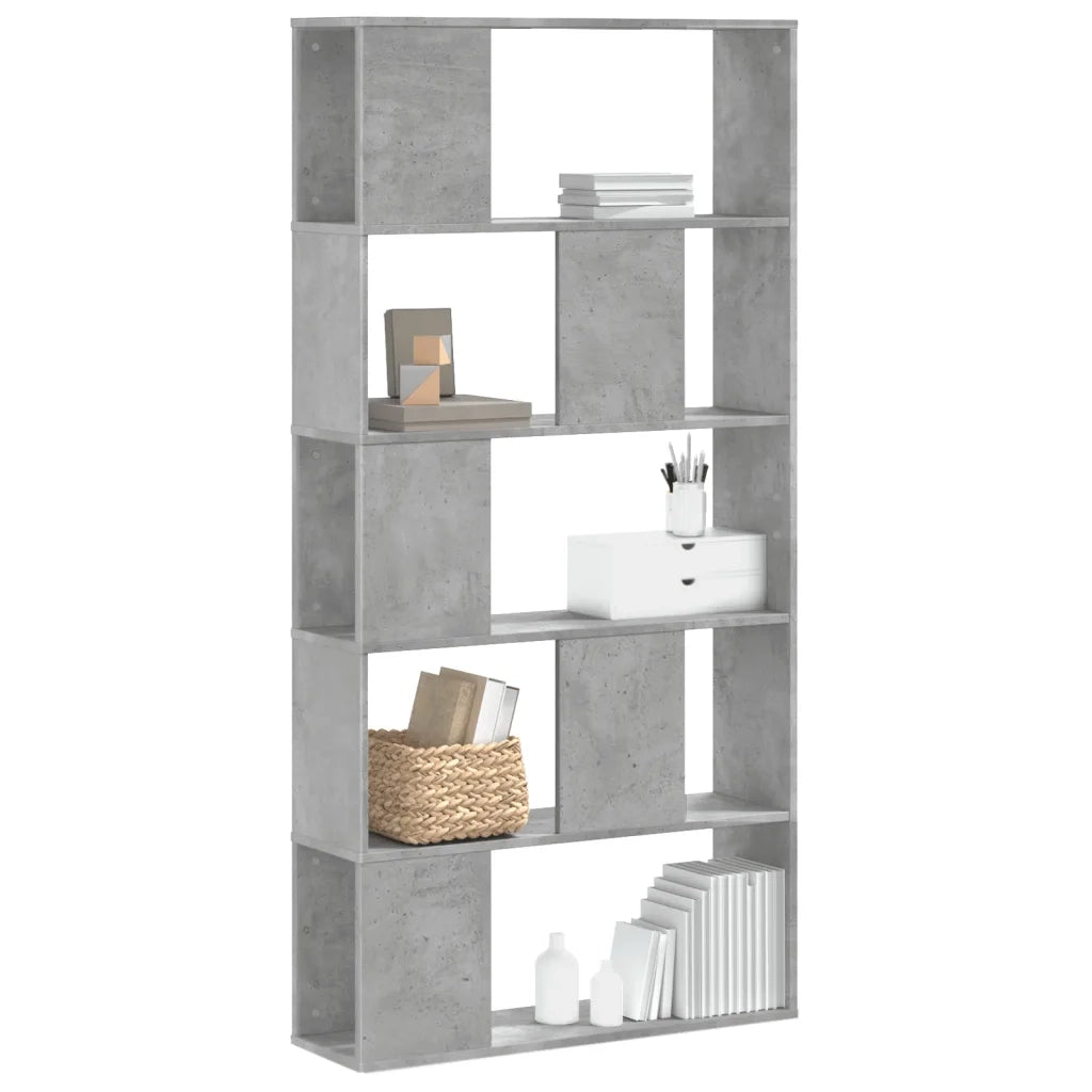 Libreria 5 Ripiani-Scaffale per Libri-Mobile di Stoccaggio Grigio Cemento 80,5x23,5x162,5cm Multistrato