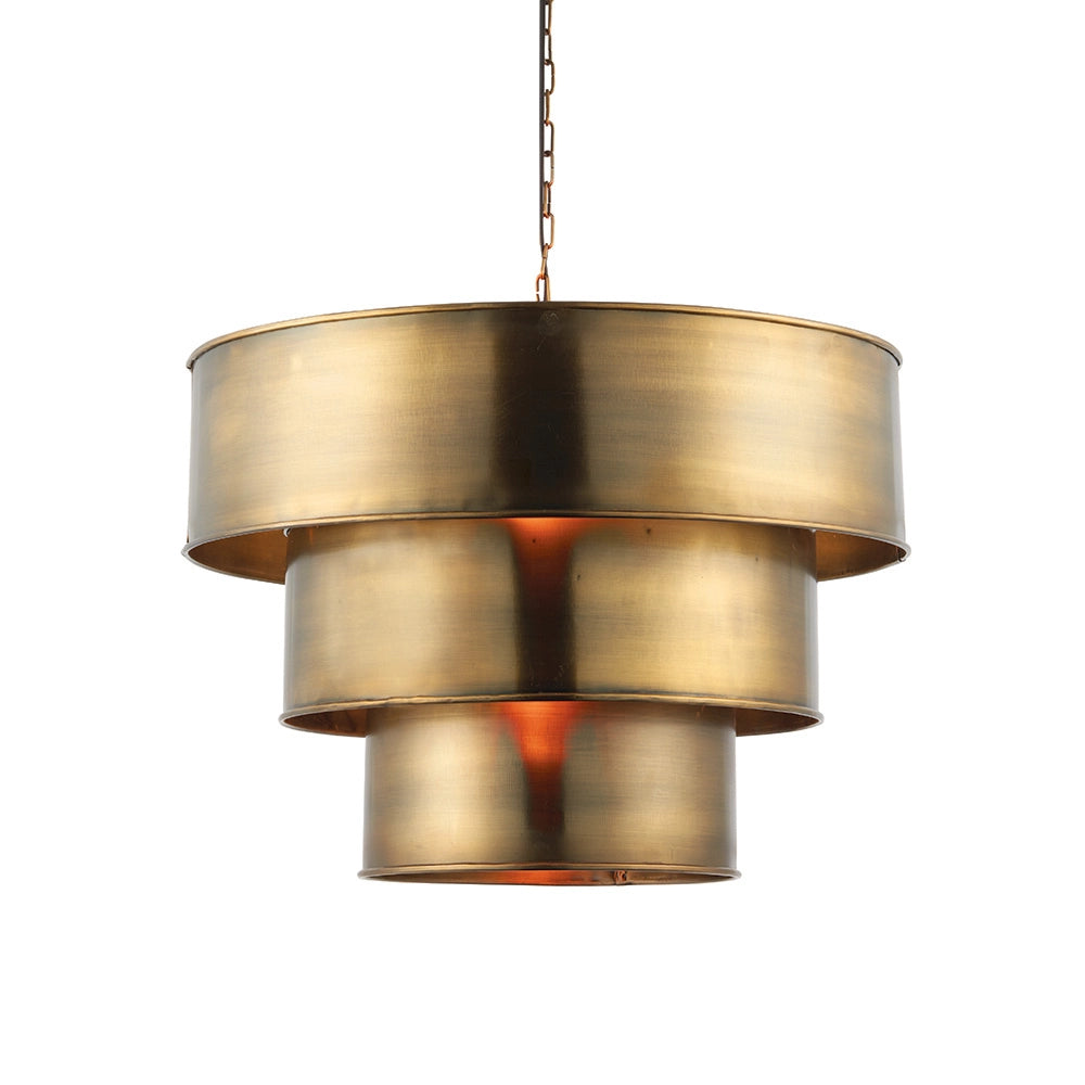 Lampada sospensione industriale ottone 3 cilindri E27 Endon