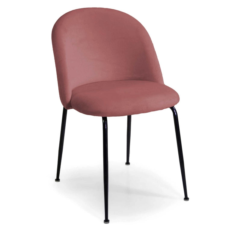 Sedia velluto Sammi rosa antico struttura nero cm 50x57h47/77,5