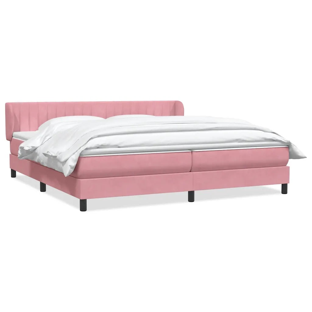 Giroletto a Molle con Materassi Rosa 180x210 cm in Velluto 3317708