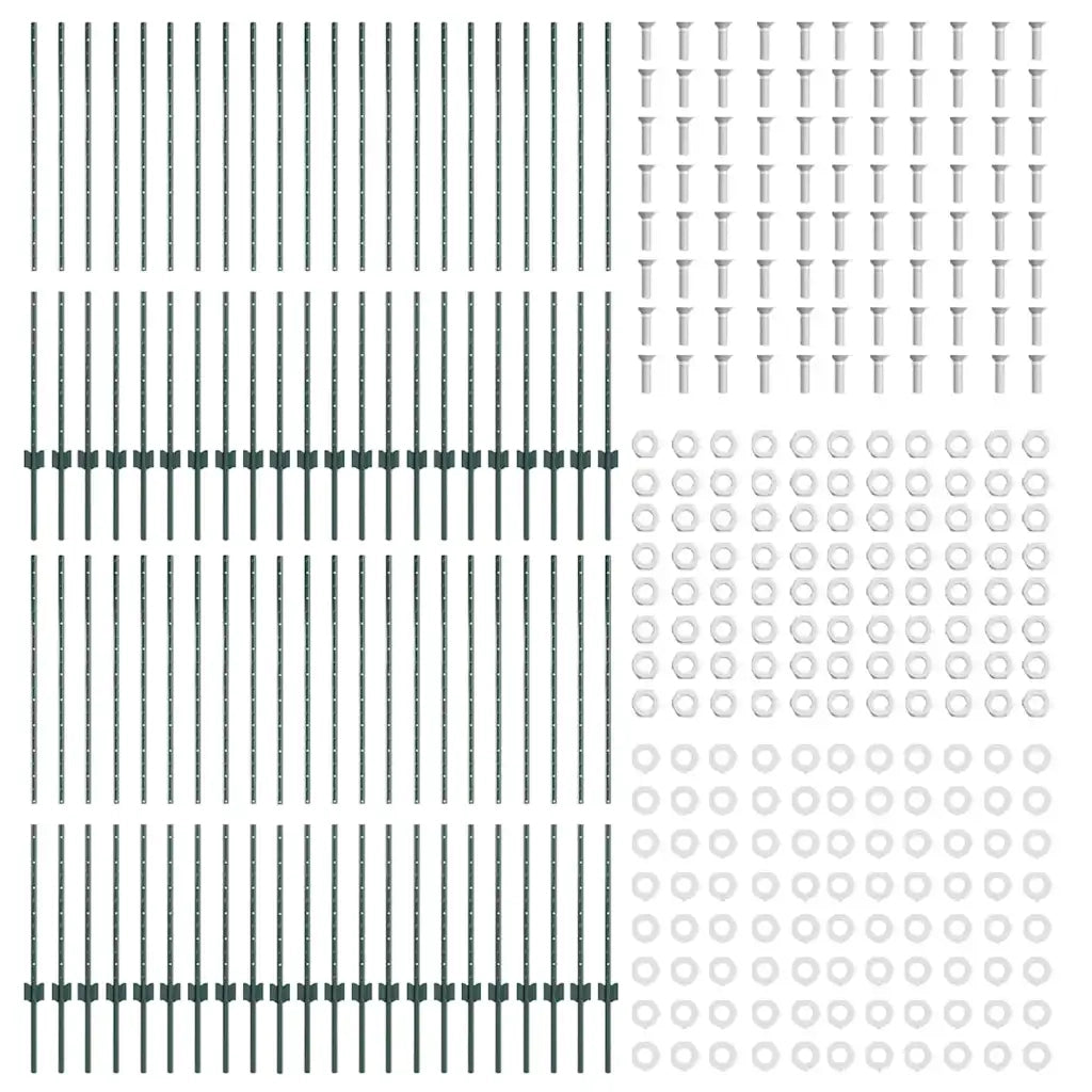 Palo della recinzione 44 pcs Verde 180 cm Acciaio 3335923