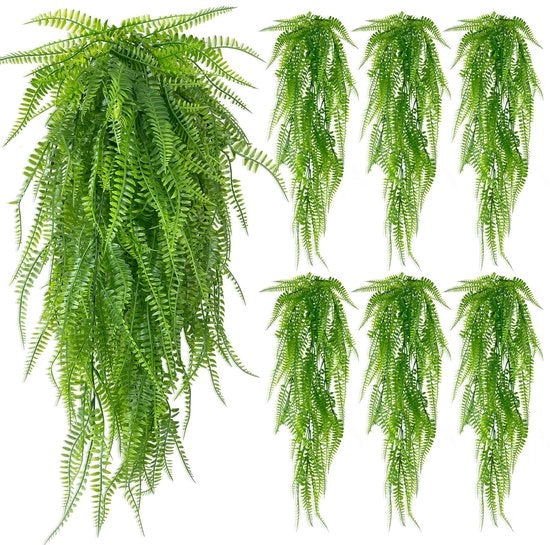6 pezzi di piante artificiali appese 80 cm piante artificiali appese piante di fieno foglie verdi piante artificiali imitanti piante piante plastiche appese per decorazione interna ed esterna (fieno) (6)