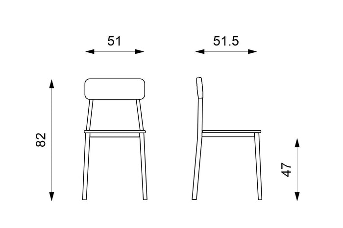 Set 4 Sedie 51x51,5xH82 cm in Legno e Metallo Woody Nero