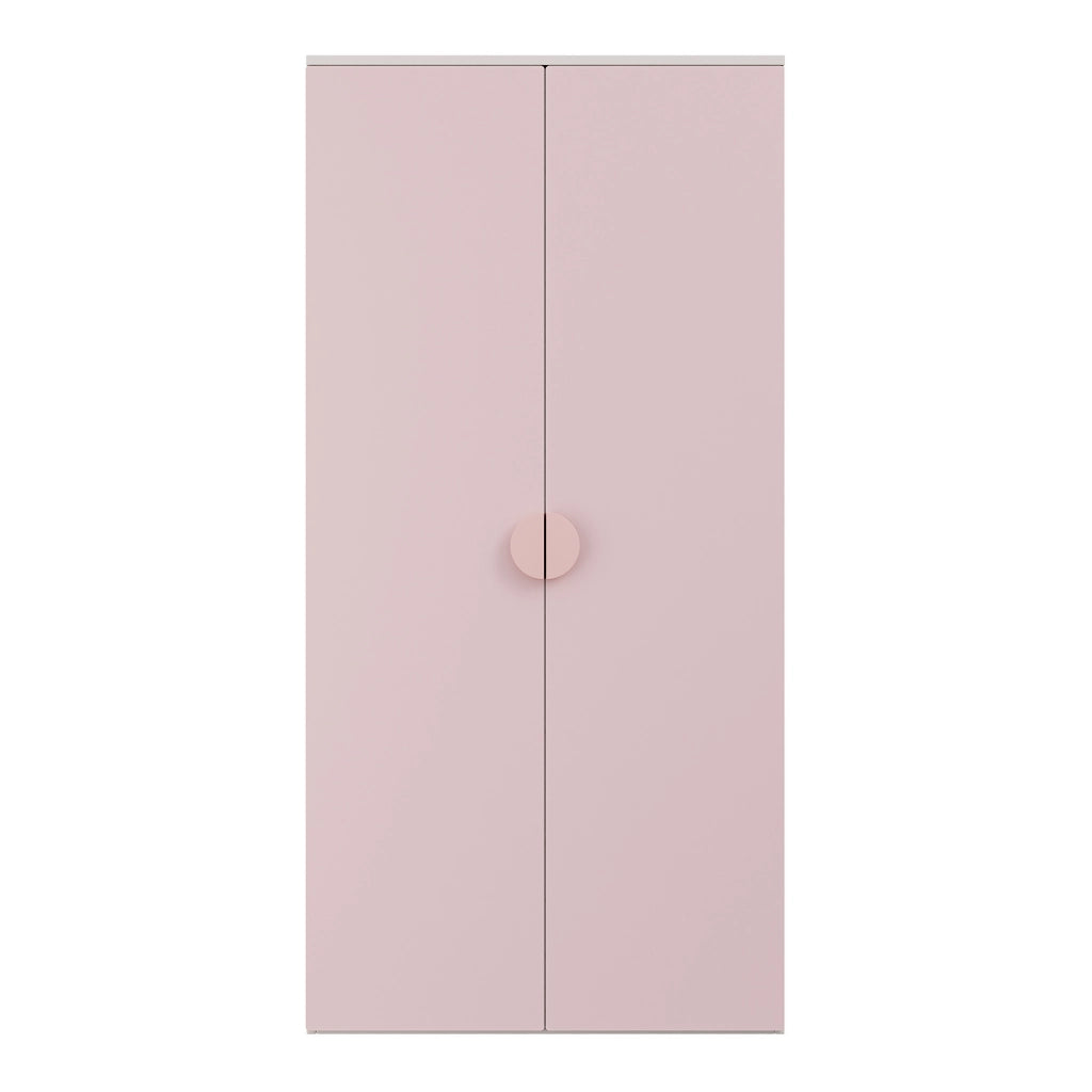 Armadio per Cameretta Sandnes a 2 Ante 123 x 60 x 40 cm - Bianco/Rosa [en.casa]