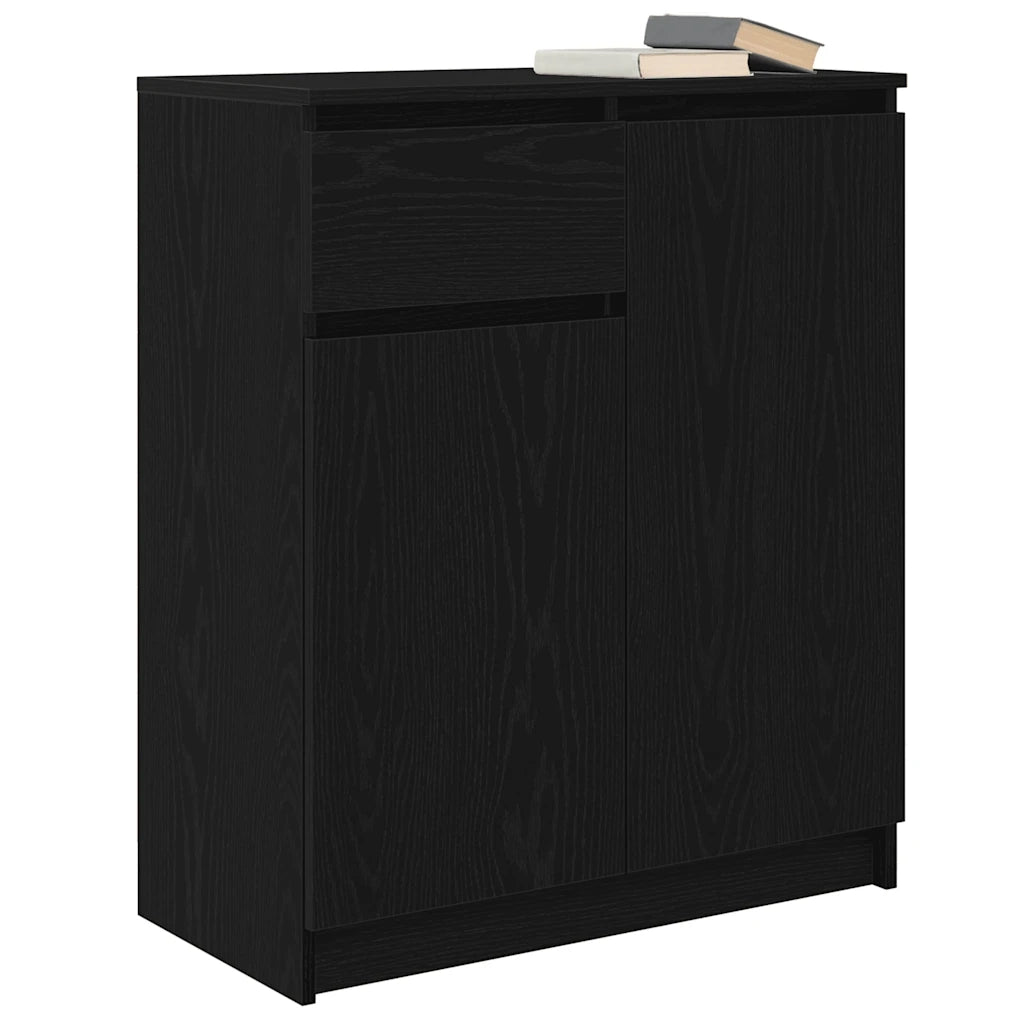 Credenza con Cassetto Rovere Nero 71x35x84 cm Legno Multistrato 861590