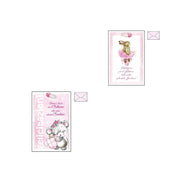 Trade Shop - Biglietto Auguri Battesimo Rosa Bambina Glitter Nascita Congratulazioni Busta -