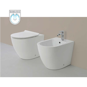 Vaso WC Rimless e Bidet a Terra Filo Muro Linea Q Tondo senza Brida Formato: WC
