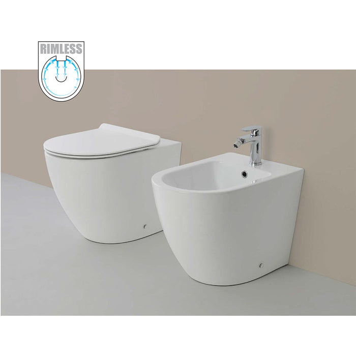 Vaso WC Rimless e Bidet a Terra Filo Muro Linea Q Tondo senza Brida Formato: WC