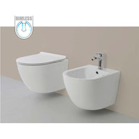 Vaso WC Rimless e Bidet Sospeso Filo Muro Linea Q Tondo senza Brida Formato: WC