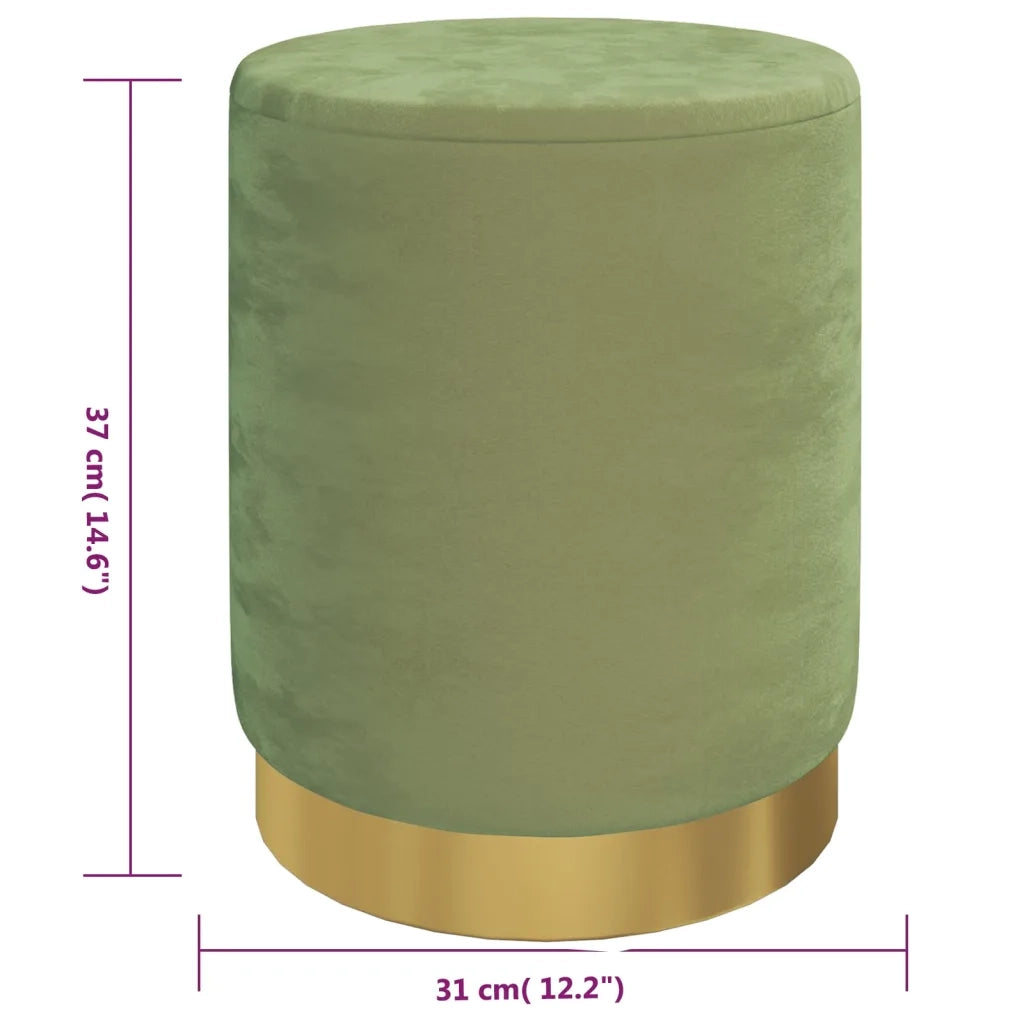 Sgabello Rotondo con Contenitore Verde Senape in Velluto 31 x 37 cm