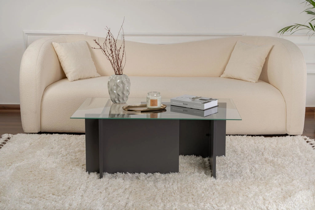Tavolino in vetro "Vetrino" 105 x 65 x 40 cm - Antracite