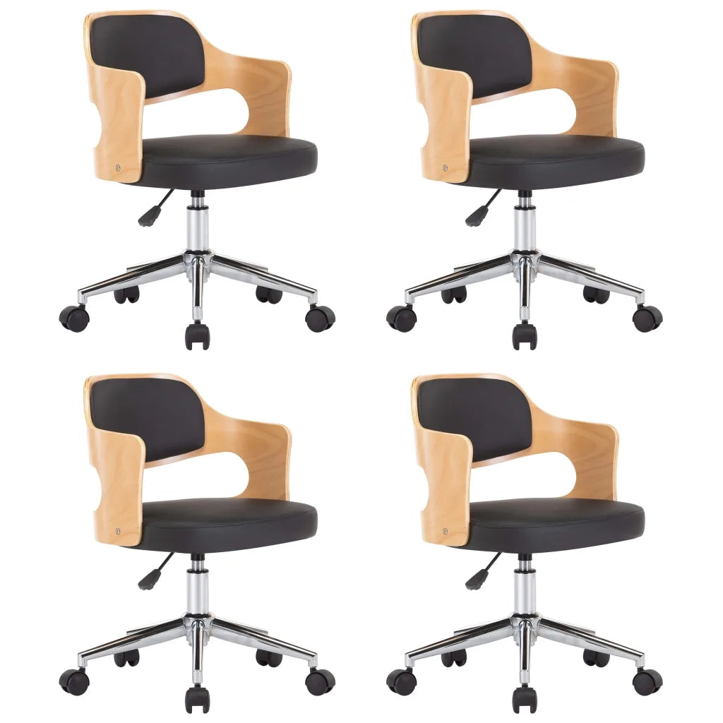 Sedie da Pranzo Girevoli 4 pz Nere in Legno Curvo e Similpelle cod mxl 29289