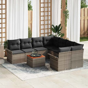 Set Divano da Giardino 9 pcs Grigio polyrattan 3355976