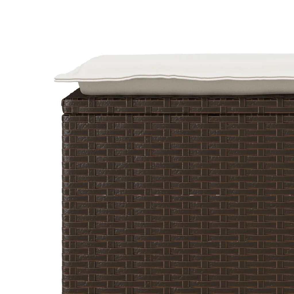 Panca da Giardino con Cuscino Marrone 110x40x44cm in Polyrattan