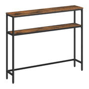 Consolle per ingresso tavolino sottile a 2 ripiani 20 x 120 x 80 cm tavolino laterale con 2 ripiani per soggiorno o camera da letto marrone 12_0005225