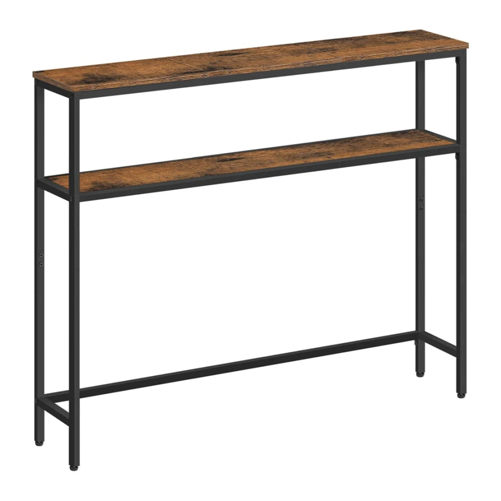 Consolle per ingresso tavolino sottile a 2 ripiani 20 x 120 x 80 cm tavolino laterale con 2 ripiani per soggiorno o camera da letto marrone 12_0005225