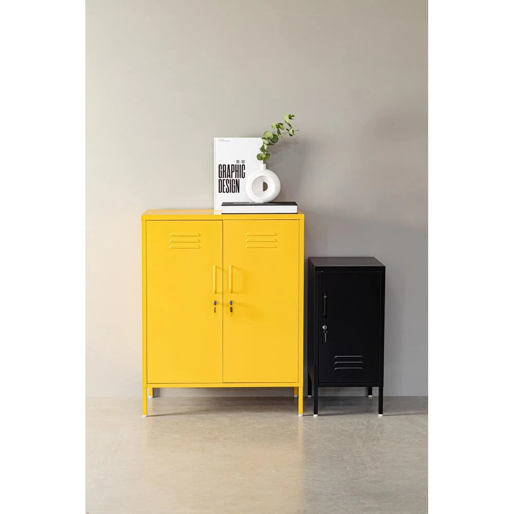 Credenza in Acciaio a 2 Ante Stile Industriale con Ripiani - CLIFTON