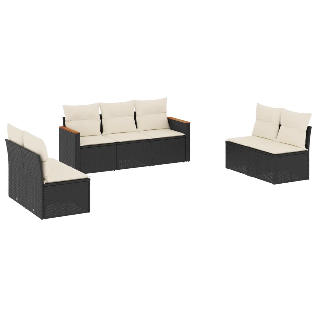 Set Divani da Giardino con Cuscini 7pz Nero Polyrattancod mxl 88514