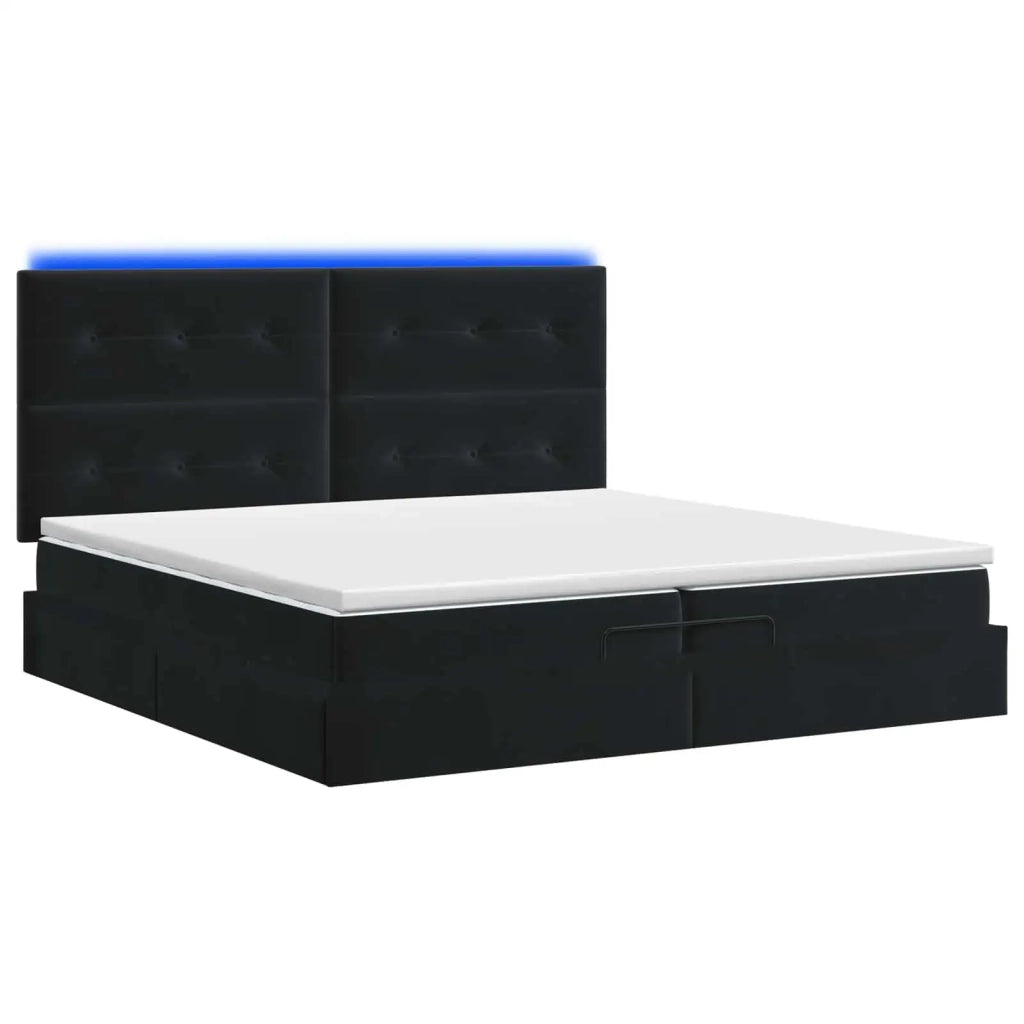 Letto Ottomano con Materasso e LED Nero 200 x 200 cm Velluto 3458327