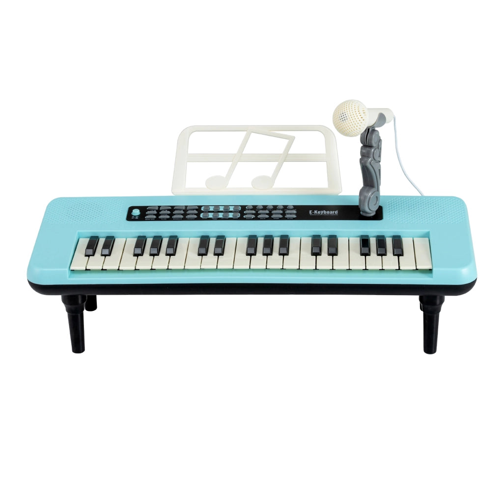 Pianola bambini 37 tasti microfono leggio portatile musicale, Pianola gambe staccabili digitale educativo ragazzi ragazze 3+ anni Blu