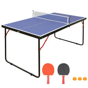 Tavolo da Ping Pong Pieghevole 137;2×76;2×68;6 cm con Rete; 2 Racchette e 3 Palline; Blu