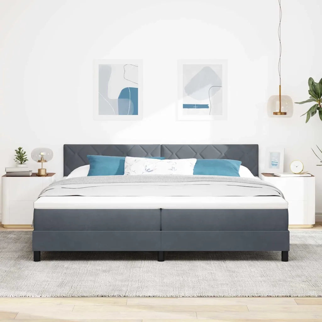 Letto a Sorgente LED con led Grigio scuro 200 x 200 cm Velluto 3342741