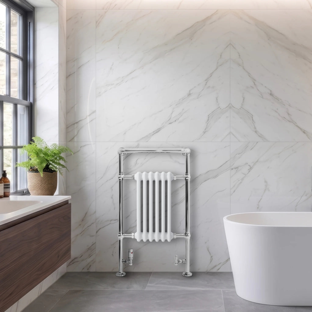 Radiatore Bagno Tradizionale 950x570mm Bianco Cromato Scaldasalviette