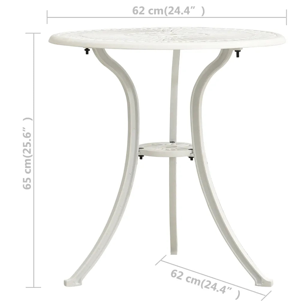 Tavolo da Giardino Bianco 62x62x65 cm in Alluminio Pressofuso 315581