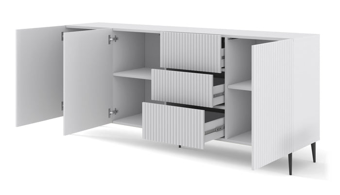 BIM FORNITURE mobile tv soggiorno RAVENNA cm 200x42x87H Bianco opaco piedi neri