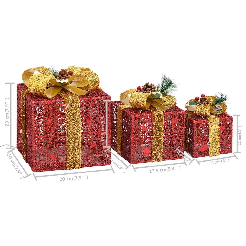 Scatole Regalo Decorative Natale 3 pz Rosse da Esterno Interni CFW3554969