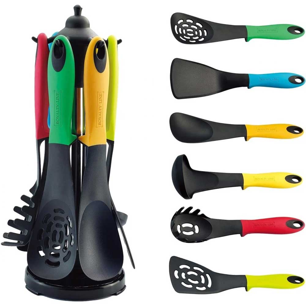 Set Mestoli da Cucina 7 Pz Per Uso Alimentare Resistenti al Calore Antiaderenti